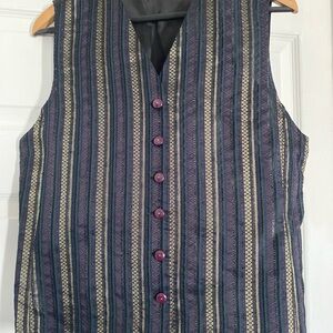 Vintage 90s Jaclyn Smith Classics Vest Sz Medium Striped Cottagecore Retro